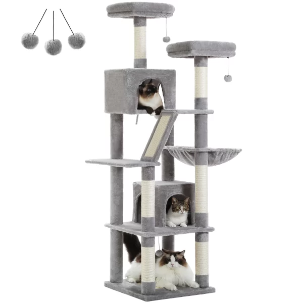 Large Cat Tree Tall Cat Tower for Indoor Cats Multi-Level Plush Cat Condo with Scratching Posts Scratching Boards - Image 9