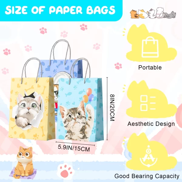 Cat Party Favors, 72pcs Kitty Party Favors Set Including Cat Goodie Bags Ears Headband Stickers Keychains Slap Bracelets etc - Image 5
