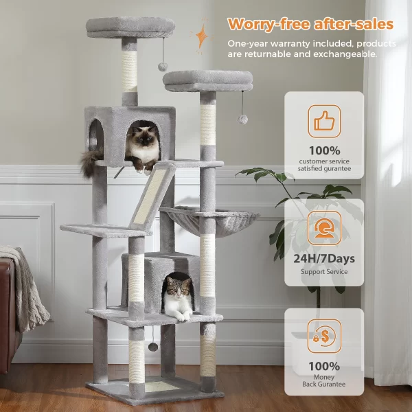 Large Cat Tree Tall Cat Tower for Indoor Cats Multi-Level Plush Cat Condo with Scratching Posts Scratching Boards - Image 2