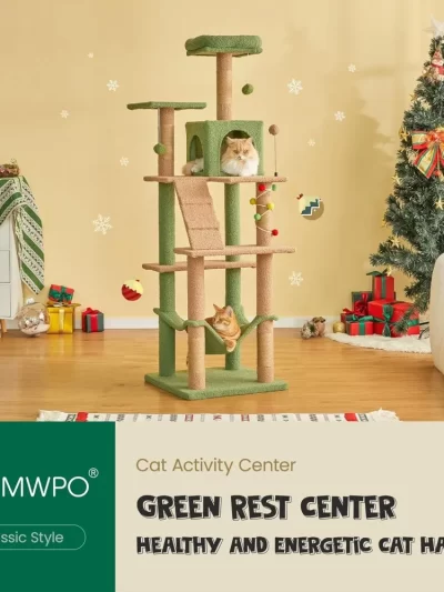 Cat Tree 63.8 Inches High, Multi-Level Cat Tower with Sisal-Covered Scratching Posts, Padded Platform