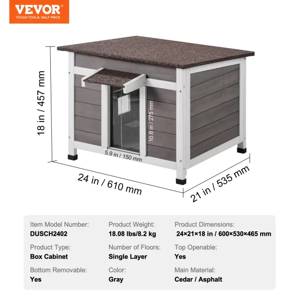 VEVOR Outdoor Cat House Weatherproof, Feral Cat Shelter for Cats Outdoor Wooden Cat Rabbit House with All-Round Foam Insulated - Image 7