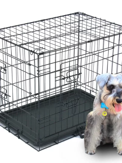 24" Pet Kennel Cat Dog Folding Steel Crate Animal Playpen Wire Metal