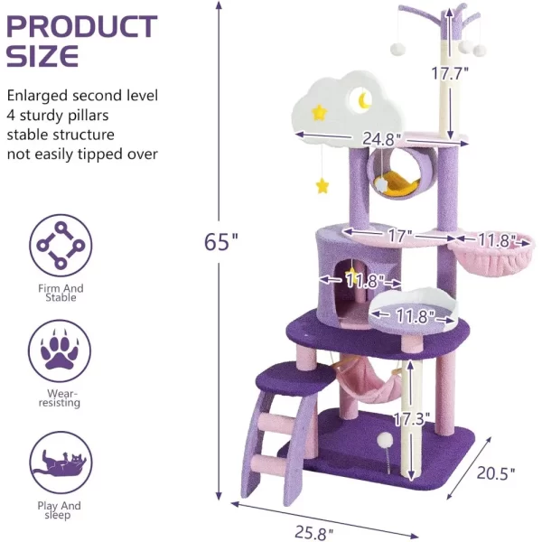 Cute Tower, Unique Cat Tree Large Tall for Indoor , Cloud Big Cat Tree Cat Castle Mansion Condo for Large Activity Trees - Image 3