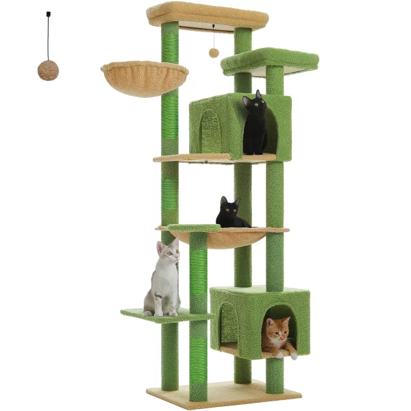 Large Cat Tree Tall Cat Tower for Indoor Cats Multi-Level Plush Cat Condo with Scratching Posts Scratching Boards - Image 16