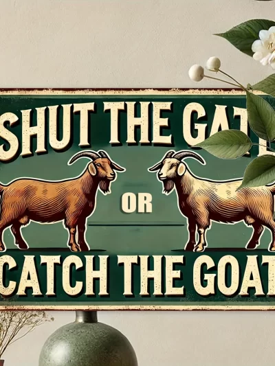 "Catch the Goat Vintage Aluminum Sign - 8x12 Inch Funny Decor for Yard, Garage, Cafe, Bar, Farm & Garden"