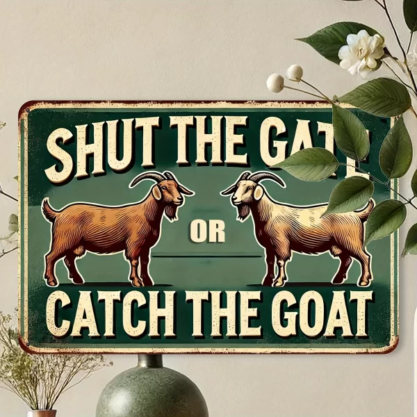 "Catch the Goat Vintage Aluminum Sign - 8x12 Inch Funny Decor for Yard, Garage, Cafe, Bar, Farm & Garden"
