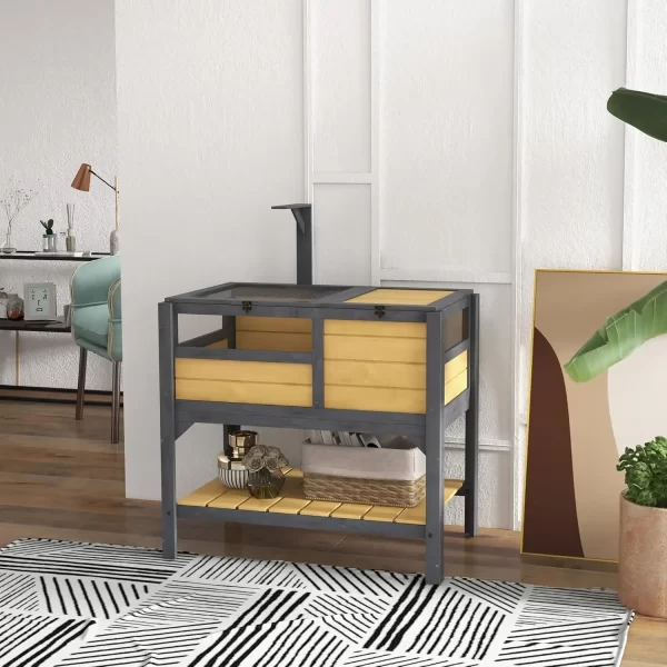 Tortoise Habitat with Shelf Storage, Tortoise Enclosure w/Weather Protection, Tortoise Gift Accessory, Reptile Enclosure w/ Tray - Image 4