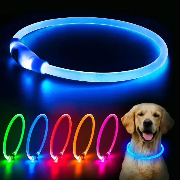 HiGuard LED Dog/Cat Collar USB Rechargeable Glowing Collars Lighted Up Safety Necklace Glow in the Dark - Image 2