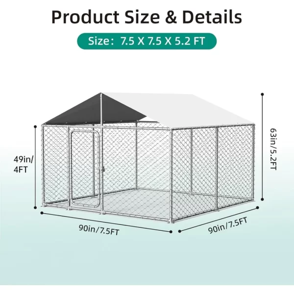 Heavy Duty Outdoor Dog Kennel with Waterproof Cover, UV-Resistant Roof, and Secure Locking Mechanism for Large Dogs - Image 5