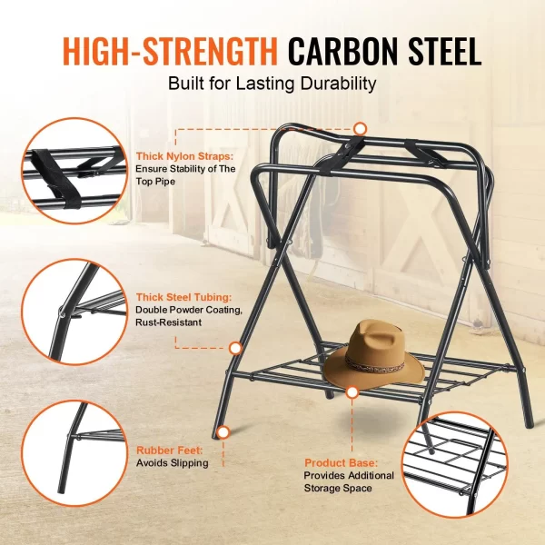 Folding Saddle Rack Portable Freestanding Horse Saddle Stand holds 132 LBS - Image 3