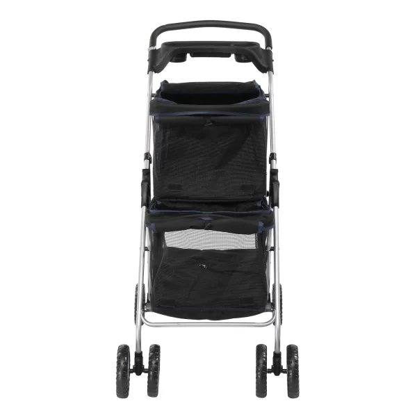Pet Stroller for 2 Dogs/Cats, Double 4-Wheel Carrier Jogger for Small-Medium Pets, Waterproof Folding Crate with Soft Pad. - Image 6