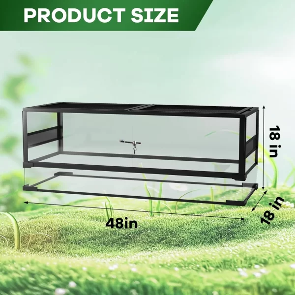 Reptile Glass Terrarium with Top & Side Screen Ventilation Reptile Terrarium, Double Hinge Door Anti Escape Reptile Tank - Image 9