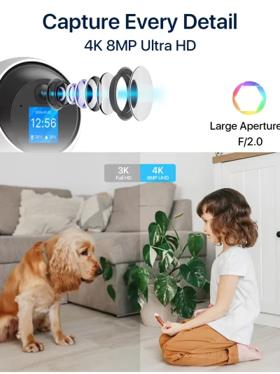 ZOSI 4K 5MP 4MP 2.4G/5G WiFi Security Camera Video Call Baby Monitor Indoor Wireless IP Smart Screen All-in-One Surveillance Cam