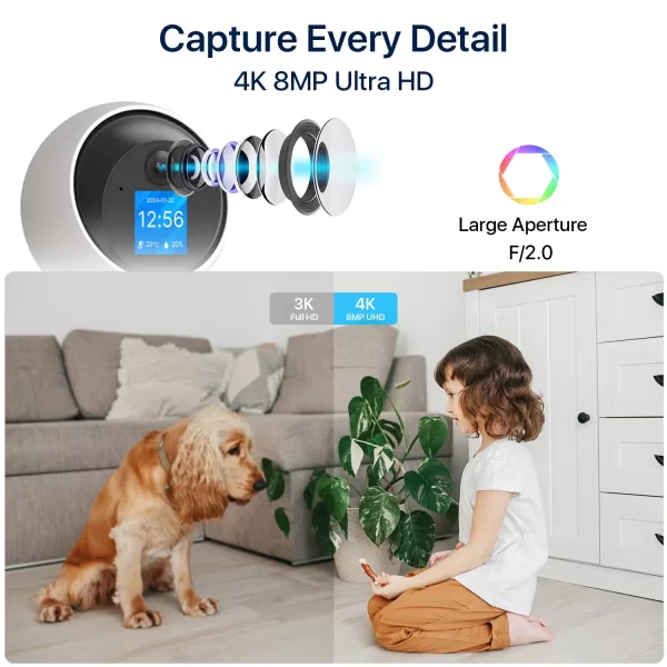 ZOSI 4K 5MP 4MP 2.4G/5G WiFi Security Camera Video Call Baby Monitor Indoor Wireless IP Smart Screen All-in-One Surveillance Cam