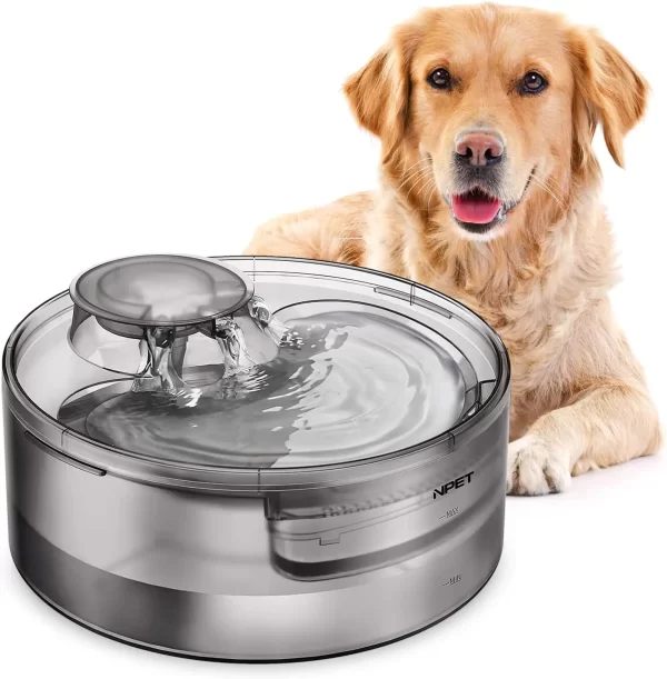 NPET DF10 Dog Water Fountain, 170oz/1.3Gallon/5L Large Automatic Pet Water Dispenser Dog Water Bowl for Dogs, Multiple Pets - Image 2