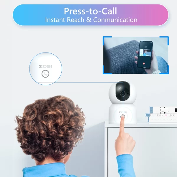 ZOSI Indoor Pan/Tilt Smart Security Camera C518 2K 360 Degree Baby Pet Monitor 2.4G/5G Dual-Band WiFi Home Cam with Phone APP - Image 5