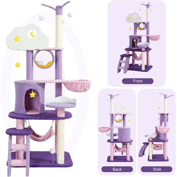 Cute Tower, Unique Cat Tree Large Tall for Indoor , Cloud Big Cat Tree Cat Castle Mansion Condo for Large Activity Trees - Image 5