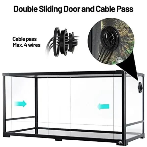 50 Gal Reptile Tank Glass Terrarium 36x18x18 Sliding Door Top Vent Cable Pass Humidify Hole Sturdy Observation Easy Clean - Image 4
