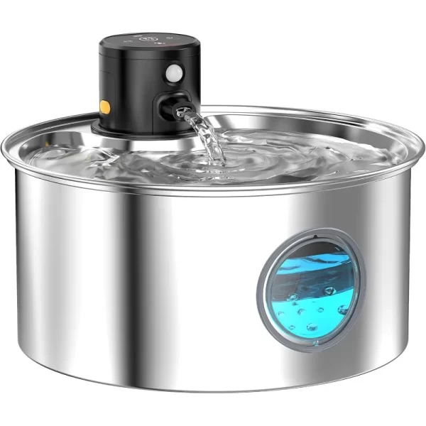 Cordless: Cat Fountain Battery Operated - Stainless Steel Pet Water Fountain Rechargeable - 108oz - Image 2