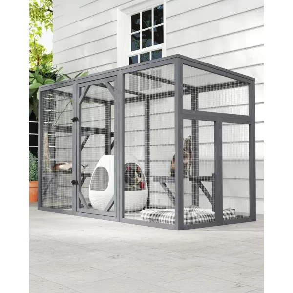 Outdoor Catio Enclosure, Cat Houses for Outdoor Cats Weatherproof, 71" Large Catio for Multiple Cats, Walk in Cat Condo Window - Image 6