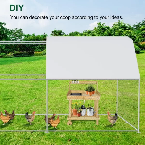 Large Metal Chicken Coops for 20 Chickens  Waterproof and Anti-UV Chicken Pens Outdoor with Top Silver(13' L × 9.8' W × 6.8' H) - Image 3