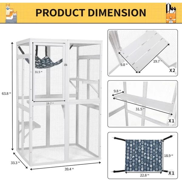 Outdoor Cat Enclosure, Wooden Catio with Window Access for Patio, Indooe Kitty House Cage - Image 2