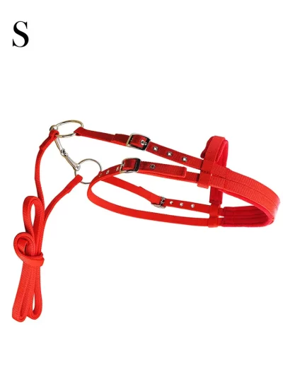 Animal Bridle Headstall Soft Adjustable Harness Head Collar Reusable Washable Outdoor Snaffle Accessories Red S