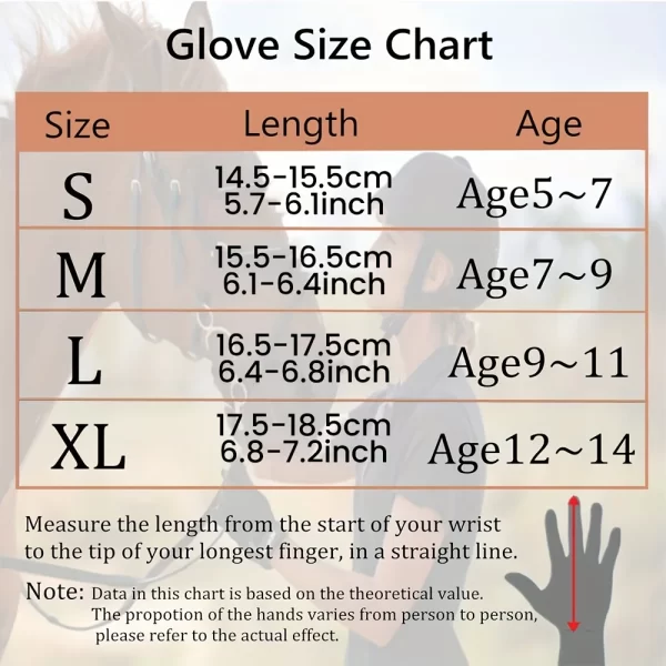 Horse Riding Gloves Equestrian for Girls and Boys Mesh Breathable Lightweight, Multiple colors and sizes available - Image 2