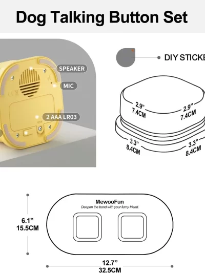 Mewoofun Voice Recording Button Pet Toys Dog/Cat Buttons for Communication Pet Training Buzzer Recordable Talking Button with Mat