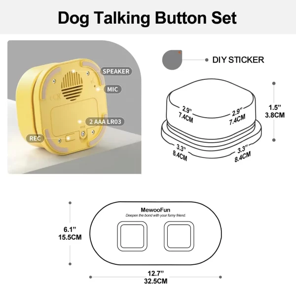 Mewoofun Voice Recording Button Pet Toys Dog/Cat Buttons for Communication Pet Training Buzzer Recordable Talking Button with Mat