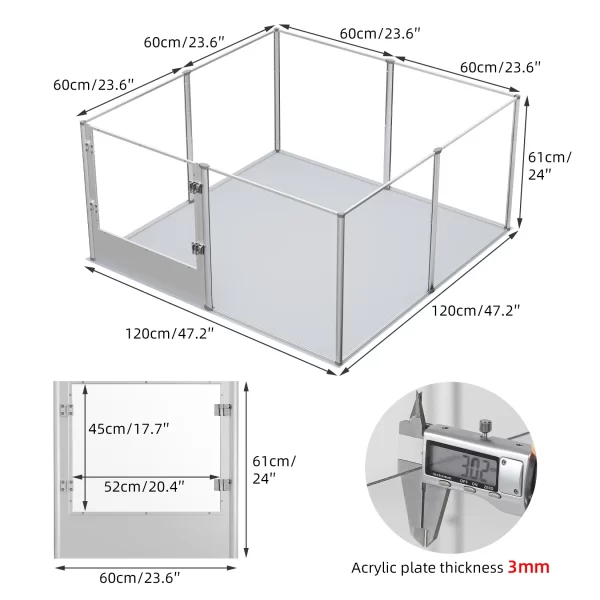 Acrylic Dog Playpen Fence with Waterproof Pad for Cats Puppies Whelping Pen Box Dog Cage Pet Supplies - Image 4