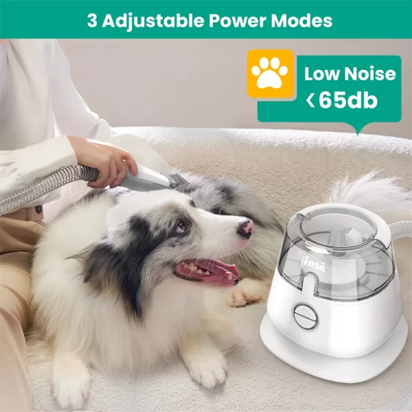 INSE P20 Pet Grooming Kit & Vacuum Suction 99% Pet Hair, Professional Grooming Clippers with 5 Grooming Tools for Dogs Cats and - Image 4