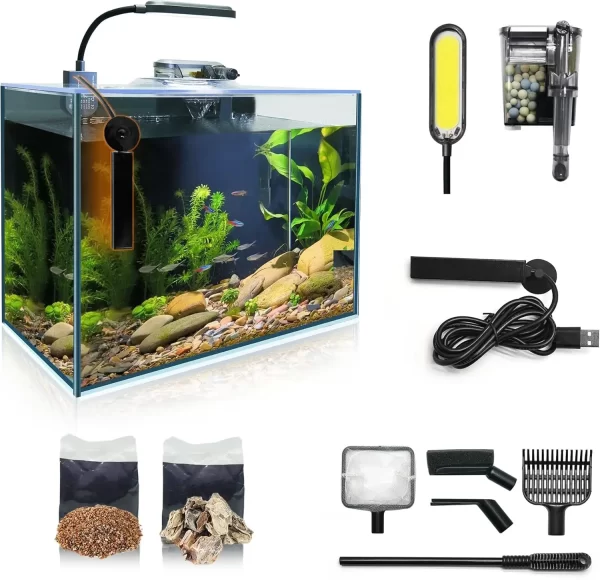 2.6-Gallon Betta Tank Kit with Heater, Self-Cleaning Filter & LED Light