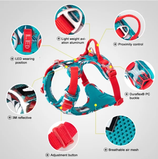 Truelove Pet Dog Harness Camouflage Reflective Nylon Special Edition and Upgrade Version Easy to Adjust