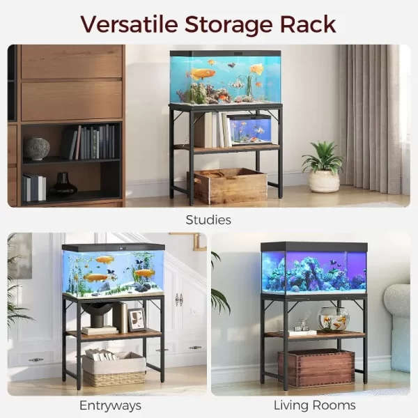 30 Gallon Fish Tank Stand, Aquarium Stand with 2-Tier Storage Shelves, Heavy Duty Breeder Turtle Terrarium Stand - Image 4