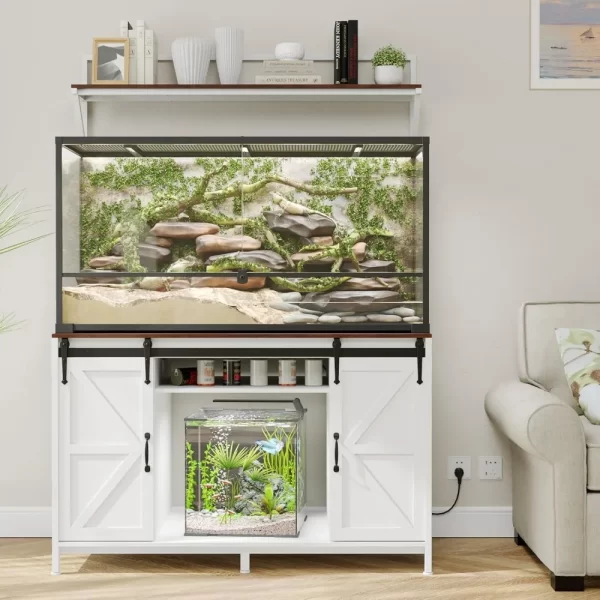 Farmhouse Reptile Tank Stand with Power Outlet, 48" X 24" Tabletop Fits up 120 Gallon Bearded Dragon Tank, Heavy Duty Aquarium - Image 6