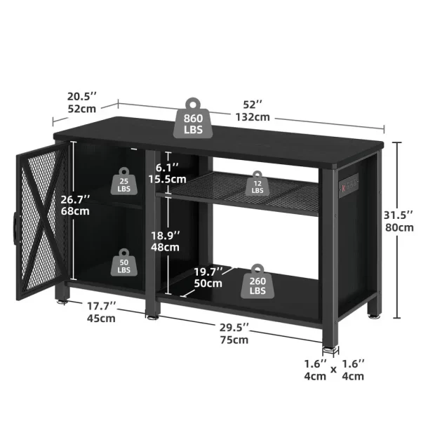55-75 Gallon Fish Tank Stand w/Power Outlets Heavy Duty Aquarium Stand w/Cabinet - Image 2
