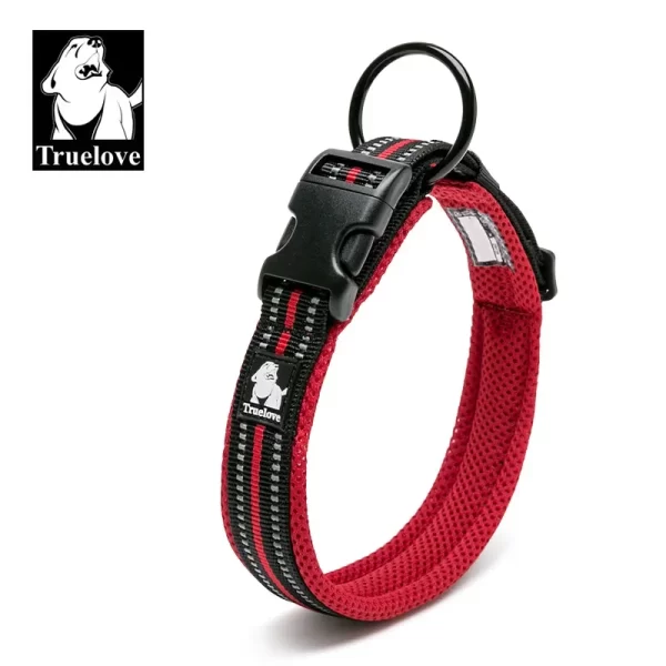 Truelove Dog Collar Nylon Adjustable Webbing Padded Soft Reflective Durable Heavy Duty - Image 2