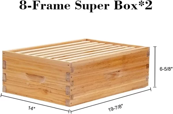8 Frame Langstroth Bee Hive Coated with 100% Beeswax Includes Beehive Frames and Waxed Foundations (2 Deep Boxes&2 Medium Boxes) - Image 4