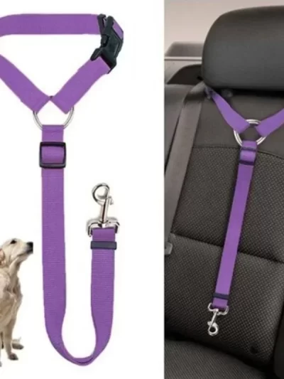 Solid Color Two-in-one Pet Car Seat Belt Nylon Lead Leash Backseat Safety Belt Adjustable Dog/Cat Harness Collar Pet Accessories