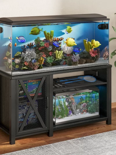 55-75 Gallon Fish Tank Stand w/Power Outlets Heavy Duty Aquarium Stand w/Cabinet