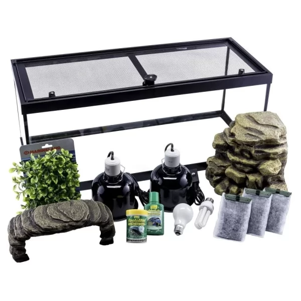 20 Gallon Aquarium Turtle Tank Starter Kit with Basking Platform Filter Heating Lamps Plant Mat - Image 3