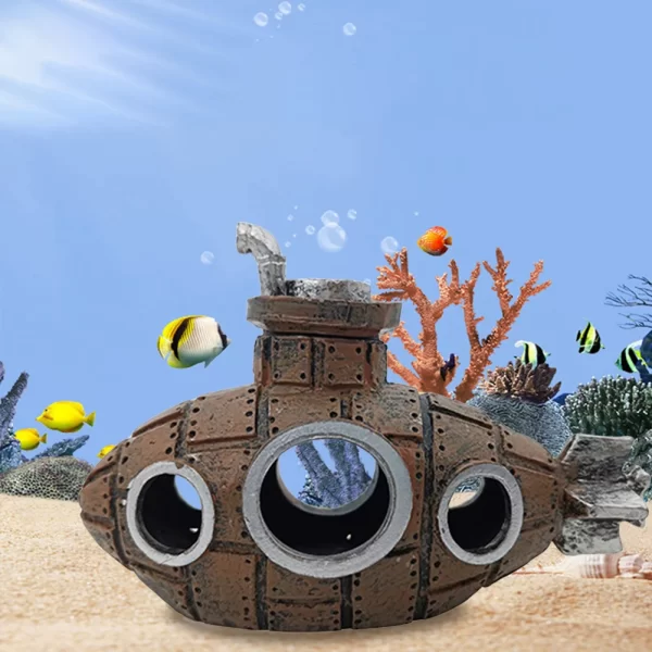 Aquarium Submarine Ornament Submarine Wreck Decoration Fish Tank Landscaping Decoration for Themed Aquarium Landscaping - Image 4