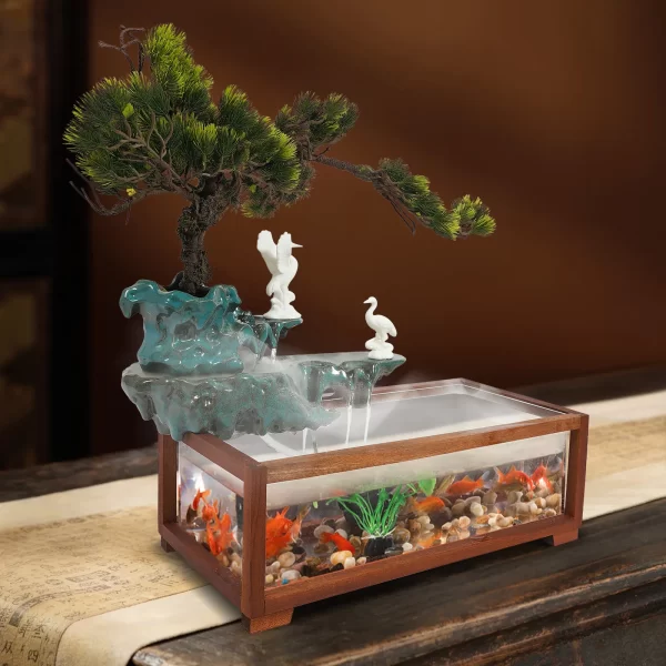 Fish Tank Flowing Ornament, Led Light Tabletop Fountain, Indoor Fountain with Fish Tank - Image 4