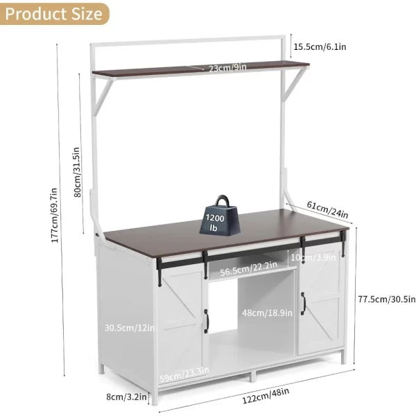 Farmhouse Reptile Tank Stand with Power Outlet, 48" X 24" Tabletop Fits up 120 Gallon Bearded Dragon Tank, Heavy Duty Aquarium - Image 2