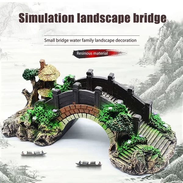 Fish Tank Artificial Bridge Resin Landscape Decoration Cave Aquatic Fish Bridge Aquarium Equipment - Image 2