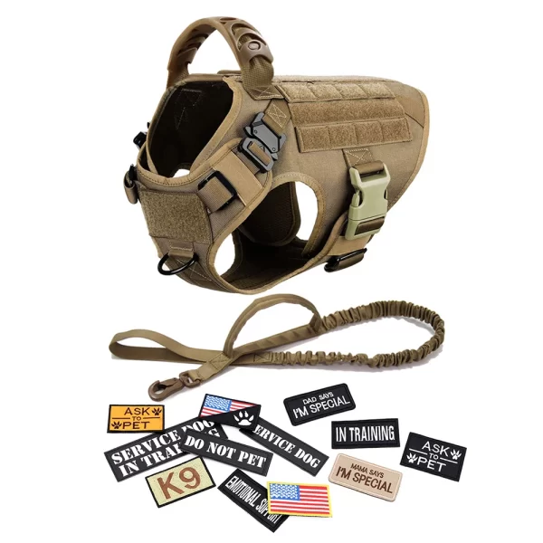Military Large Dog Harness Collar Leash Bags Patches Set Training Vests Tactical Dogs Harnesses - Image 16