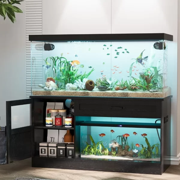 55 Gallon Fish Tank Stand, Fish Tank with Stand 55-75 Gallon, Aquarium Stand 55 Gallon with Drawer, Reptile Tank Stand with Power - Image 4