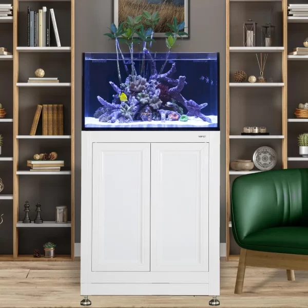 All in One - 50 Gallon Aquarium with White APS Stand with Leveling Frame