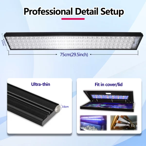 2PCS PopBloom-H75 WiFi Marine Aquarium Light Full Spectrum, Professional Saltwater Aquarium Lamp, Coral Reef Fish Tank LED - Image 4